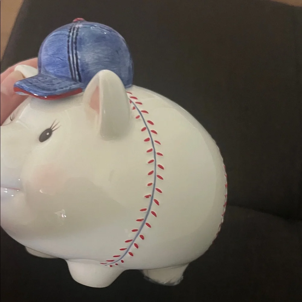 # 1006**Baseball Piggy Bank with Blue Cap - Picture 4 of 13